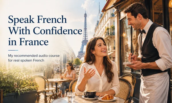 Adult traveler confidently using French in Paris